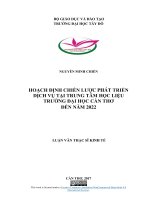 Hoạch định chiến lược phát triển dịch vụ tại Trung tâm học liệu Trường Đại học Cần Thơ đến năm 2022