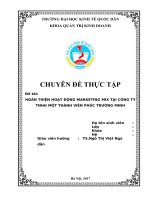 HOÀN THIỆN HOẠT ĐỘNG MARKETING MIX TẠI CÔNG TY TNHH MỘT THÀNH VIÊN PHÚC TRƯỜNG MINH