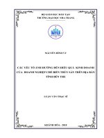 Các yếu tố ảnh hưởng đến hiệu quả kinh doanh của doanh nghiệp chế biến thủy sản trên địa bàn tỉnh bến tre 