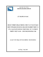 Hoàn thiện hoạt động cho vay ngắn hạn đối với khách hàng doanh nghiệp nhỏ và vừa tại ngân hàng TMCP đầu tư và phát triển việt nam   chi nhánh đăklăk 