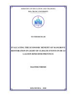 Evaluating the economic benefit of mangrove restoration in light of climate events in de gi lagoon, binh dinh province 