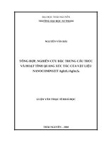 Tổng hợp, nghiên cứu đặc trưng cấu trúc và hoạt tính quang xúc tác của vật liệu nanocompozit agins2 agin5s8 