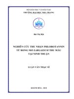 Nghiên cứu thu nhận phlorotannin từ rong mơ sargassum thu mẫu tại ninh thuận 