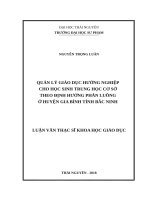 Quản lý giáo dục hướng nghiệp học sinh trung học cơ sở theo định hướng phân luồng ở huyện gia bình, tỉnh bắc ninh