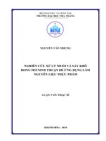 Nghiên cứu xử lý muối và sấy khô rong mơ ninh thuận để ứng dụng làm nguyên liệu thực phẩm 