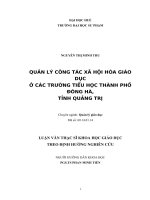 Quản lý công tác xã hội hóa giáo dục ở các trường tiểu học thành phố đông hà, tỉnh quảng trị