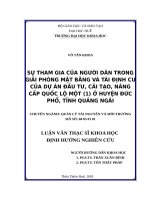 SỰ THAM GIA của NGƯỜI dân TRONG GIẢI PHÓNG mặt BẰNG và tái ĐỊNH cư của dự án đầu tư, cải tạo, NÂNG cấp QUỐC lộ một (1) ở HUYỆN đức PHỔ, TỈNH QUẢNG NGÃI
