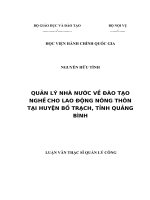 QUẢN lý NHÀ nước về đào tạo NGHỀ CHO LAO ĐỘNG NÔNG THÔN tại HUYỆN bố TRẠCH, TỈNH QUẢNG BÌNH