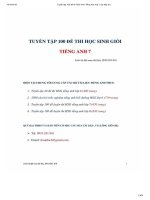 100 đề thi học sinh giỏi môn tiếng anh lớp 7 (có đáp án) rất hay