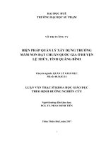 BIỆN PHÁP QUẢN lý xây DỰNG TRƯỜNG mầm NON đạt CHUẨN QUỐC GIA ở HUYỆN lệ THỦY, TỈNH QUẢNG BÌNH