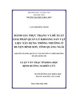 ĐÁNH GIÁ THỰC TRẠNG và đề XUẤT GIẢI PHÁP QUẢN lý KHOÁNG sản vật LIỆU xây DỰNG THÔNG THƯỜNG ở HUYỆN BÌNH sơn, TỈNH QUẢNG NGÃI