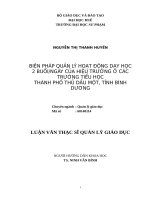 Biện pháp QL HĐDH 2 buổi ngày của hiệu trưởng  ở các trường tiểu học thành phố thủ dầu một, tỉnh bình dương