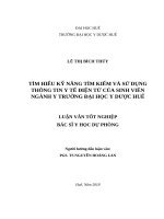 TÌM HIỂU kỹ NĂNG tìm KIẾM và sử DỤNG THÔNG TIN y tế điện tử của SINH VIÊN NGÀNH y TRƯỜNG đại học y dược HUẾ