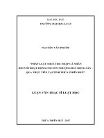 Pháp luật thuế thu nhập cá nhân đối với hoạt động chuyển nhượng bất động sản qua thực tiễn tại tỉnh thừa thiên huế
