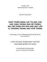 PHÁT TRIỂN NĂNG lực tự học của học SINH THÔNG QUA hệ THỐNG bài tập PHẦN PHI KIM hóa học lớp 11 TRƯỜNG TRUNG học PHỔ THÔNG