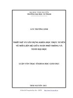 Thiết kế xây dựng khóa học trực tuyến về mối liên hệ giữa toán đại học và toán phổ thông 