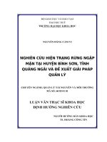 NGHIÊN cứu HIỆN TRẠNG RỪNG NGẬP mặn tại HUYỆN BÌNH sơn, TỈNH QUẢNG NGÃI và đề XUẤT GIẢI PHÁP QUẢN lý
