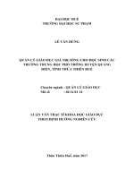 QUẢN lý GIÁO dục GIÁ TRỊ SỐNG CHO học SINH các TRƯỜNG TRUNG học PHỔ THÔNG HUYỆN QUẢNG điền, TỈNH THỪA THIÊN HUẾ