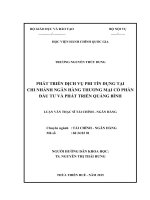 Phát triển dịch vụ phi tín dụng tại chi nhánh ngân hàng TMCP đầu tư và phát triển quảng bình