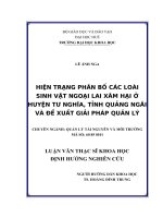 HIỆN TRẠNG PHÂN bố các LOÀI SINH vật NGOẠI LAI xâm hại ở HUYỆN tư NGHĨA, TỈNH QUẢNG NGÃI và đề XUẤT GIẢI PHÁP QUẢN lý