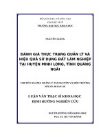 ĐÁNH GIÁ THỰC TRẠNG QUẢN lý và HIỆU QUẢ sử DỤNG đất lâm NGHIỆP tại HUYỆN MINH LONG, TỈNH QUẢNG NGÃI