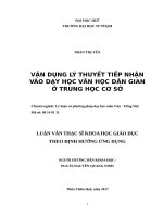 Vận dụng lý thuyết tiếp nhận vào dạy học văn học dân gian ở trung học cơ sở