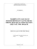 Nghiên cứu sản xuất oligochitosan và ứng dụng trong bảo quản tôm nguyên liệu sau thu hoạch (tt) 