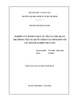 NGHIÊN cứu HÀNH VI của NHÀ QUẢN TRỊ TRONG VIỆC RA QUYẾT ĐỊNH tài CHÍNH đối với các DOANH NGHIỆP VIỆT NAM tt 