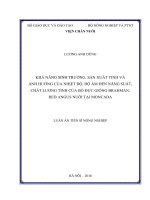Khả năng sinh trưởng, sản xuất tinh và ảnh hưởng của nhiệt độ, độ ẩm đến năng suất, chất lượng tinh của bò đực giống brahman, red angus nuôi tại moncada 