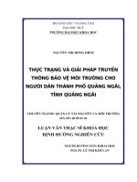 THỰC TRẠNG và GIẢI PHÁP TRUYỀN THÔNG bảo vệ môi TRƯỜNG CHO NGƯỜI dân THÀNH PHỐ QUẢNG NGÃI, TỈNH QUẢNG NGÃI