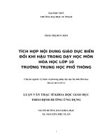Tích hợp nội dung giáo dục biến đổi khí hậu trong dạy học môn hóa học lớp 10 trường trung học phổ thông