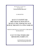 Quản lý cơ sở dữ liệu hiện trạng sử dụng đất ở huyện lý sơn, tỉnh quảng ngãi dưới sự trợ giúp của công nghệ GIS