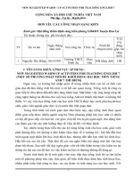 SÁNG KIẾN  NEW SUGGESTED WARM UP ACTIVITIES FOR TEACHING ENGLISH 7 (một số PHƯƠNG PHÁP mới để KHỞI ĐỘNG bài học môn TIẾNG ANH 7 THÍ điểm) 