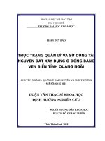 THỰC TRẠNG QUẢN lý và sử DỤNG tài NGUYÊN đất xây DỰNG ở ĐỒNG BẰNG VEN BIỂN TỈNH QUẢNG NGÃI