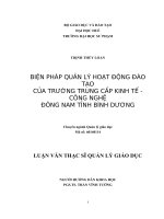 Biện pháp quản lý hoạt động  đào tạo của trường trung cấp kinh tế   công nghệ đông nam tỉnh bình dương