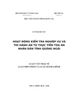 HOẠT ĐỘNG KIỂM TRA NGHIỆP vụ và THI HÀNH án từ THỰC TIỄN tòa án NHÂN dân TỈNH QUẢNG NGÃI
