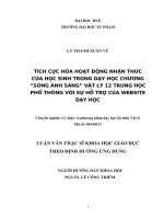 TÍCH cực hóa HOẠT ĐỘNG NHẬN THỨC của học SINH TRONG dạy học CHƯƠNG “SÓNG ÁNH SÁNG” vật lý 12 TRUNG học PHỔ THÔNG với sự hỗ TRỢ của WEBSITE dạy học