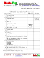 Thông tin cần cung cấp để viết dự án đầu tư kinh doanh  www.duanviet.com.vn  0918755356