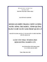 ĐÁNH GIÁ HIỆN TRẠNG CHẤT LƯỢNG nước SÔNG TRÀ KHÚC, TỈNH QUẢNG NGÃI và đề XUẤT GIẢI PHÁP QUẢN lý