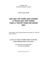 Dạy học tác phẩm văn chương ở trung học phổ thông (THPT) theo lí thuyết phản hồi người đọc