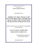 NGHIÊN cứu THỰC TRẠNG và đề XUẤT GIẢI PHÁP NÂNG CAO HIỆU QUẢ QUẢN lý NHÀ nước về đất ĐAI ở HUYỆN sơn hà, TỈNH QUẢNG NGÃI