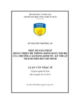 Một số giải pháp hoàn thiện hệ thống kiểm soát nội bộ của trường cao đẳng kinh tế   kỹ thuật thành phố hồ chí minh 