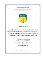 Nghiên cứu các yếu tố ảnh hưởng đến chất lượng dịch vụ kỹ thuật tại trung tâm dịch vụ kỹ thuật – chi nhánh công ty nhiên liệu hàng không việt nam (skypec) khu vực miền nam 