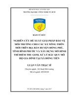 Nghiên cứu đề xuất giải pháp bảo vệ môi trường cho các xã nông thôn mới trên địa bàn huyện đồng phú, tỉnh bình phước và xây dựng mô hình thí điểm thu gom, xử lý rác quy mô hộ gia đình tại xã đồng tiến 
