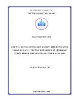 Các yếu tố ảnh hưởng đến hành vi tiêu dùng xanh trong du lịch 