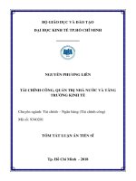 TÀI CHÍNH CÔNG, QUẢN TRỊ NHÀ NƯỚC VÀ TĂNG TRƯỞNG KINH tế tt