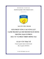 Giải pháp nâng cao năng lực cạnh tranh tại chi nhánh ngân hàng thương mại cổ phần đầu tư và phát triển đồng nai 