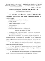 Hoạt động phòng ngừa tội phạm vận chuyển, mua bán trái phép chất ma tuý của lực lượng Cảnh sát điều tra tội phạm về ma tuý khu vực miền Tây Nam Bộ