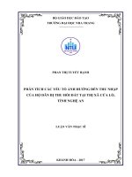 Phân tích các yếu tố ảnh hưởng đến thu nhập của hộ dân bị thu hồi đất tại thị xã cửa lò, tỉnh nghệ an 