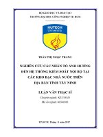 Nghiên cứu các nhân tố ảnh hưởng đến hệ thống kiểm soát nội bộ tại các kho bạc nhà nước trên địa bàn tỉnh tây ninh 